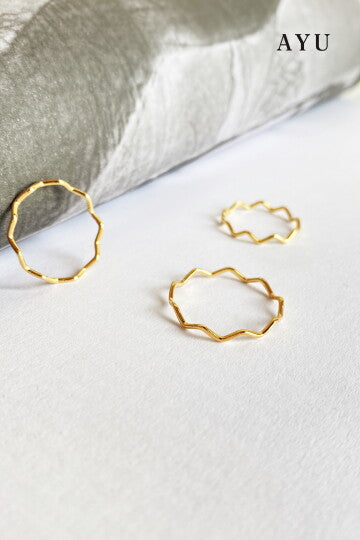 AYU Cincin Emas - Gold Wave Stack 16k Yellow Gold