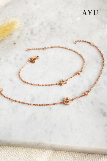 AYU Pave Initial With Bezel Chain Bracelet 17k Rose Gold