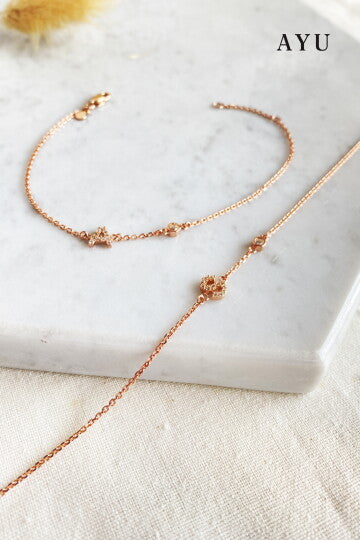 AYU Pave Initial With Bezel Chain Bracelet 17k Rose Gold