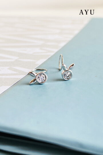 AYU Anting Emas Toge - Bunny Round Loop Earring 17k White Gold
