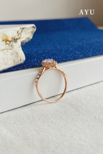 AYU Teardrop Grecian Solitaire 17k Rose Gold