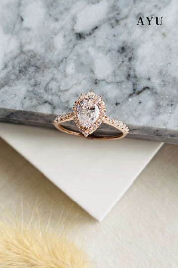 AYU Teardrop Grecian Solitaire 17k Rose Gold