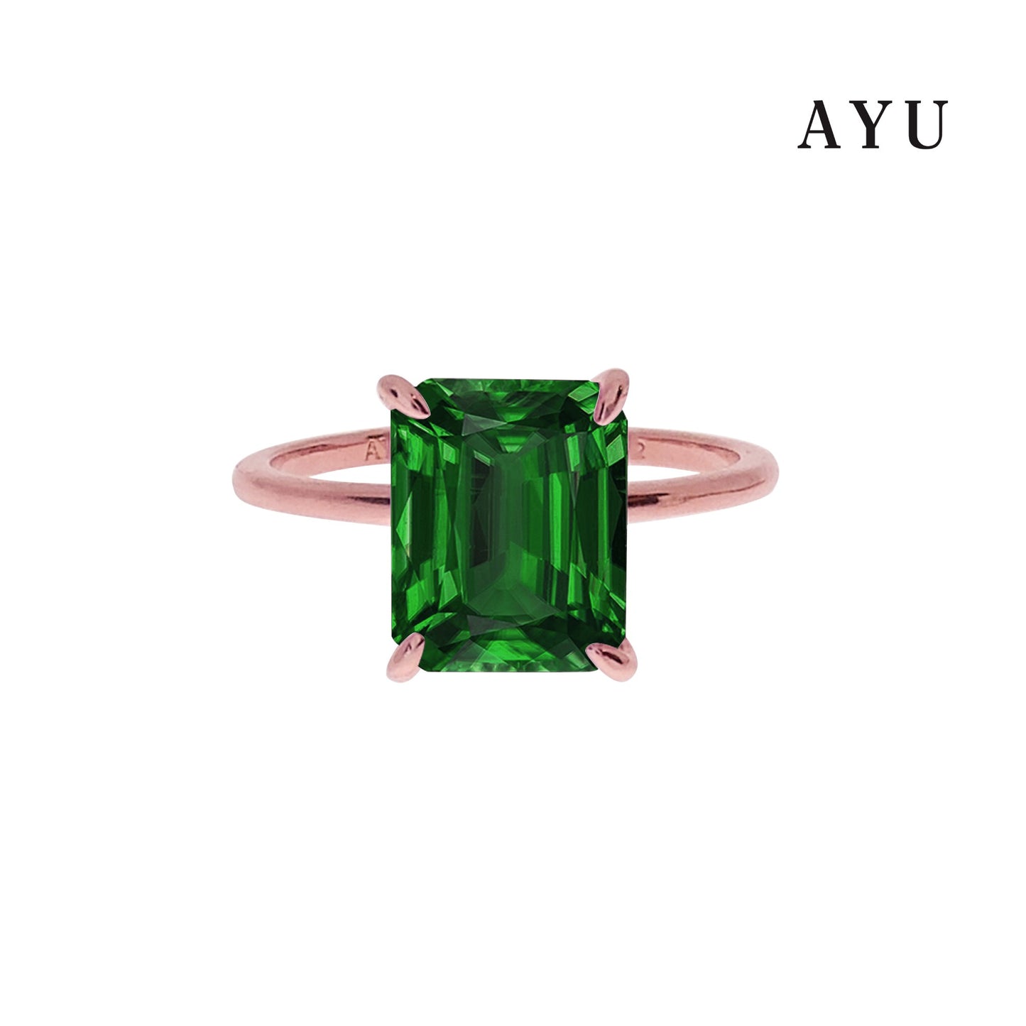 The AYU Setting In Glam Emerald Cut 17k Rose Gold