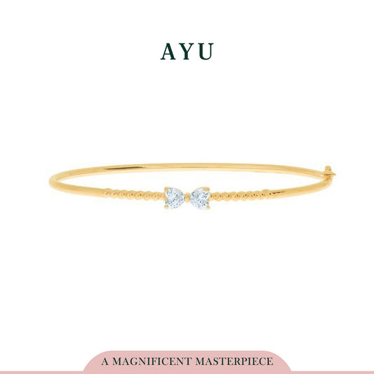 AYU Gelang Emas - Bow Hearts With Beaded Wire Bangle 16K Yellow Gold