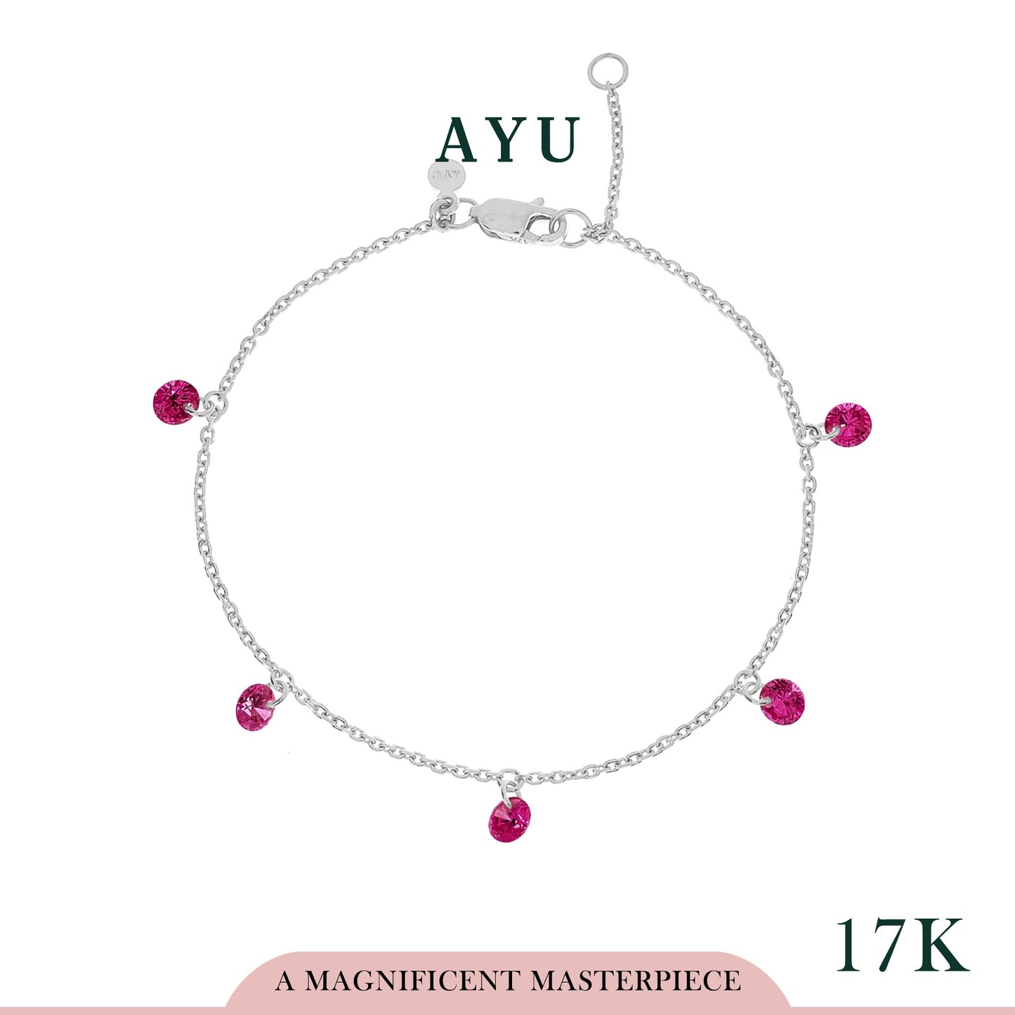 AYU Gelang Emas - 5 Candy Pop Chain Bracelet 17K White Gold