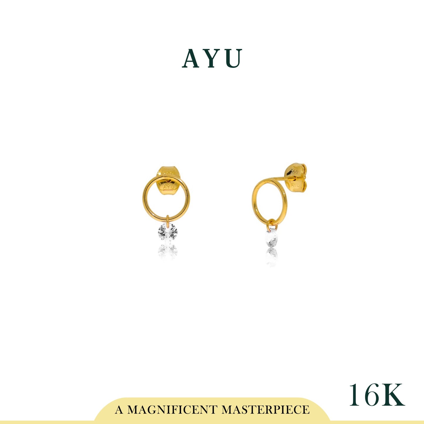 AYU CANDY POP ON CIRCLE STUDS 16K YELLOW GOLD