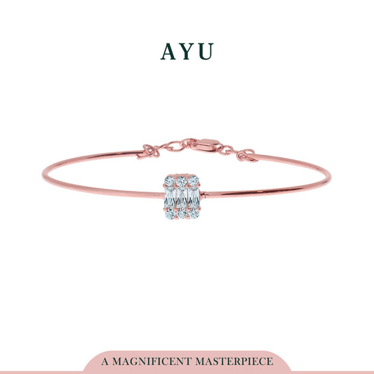 AYU Illusion Baguette 3/4 Wire Bangle 17k Rose Gold
