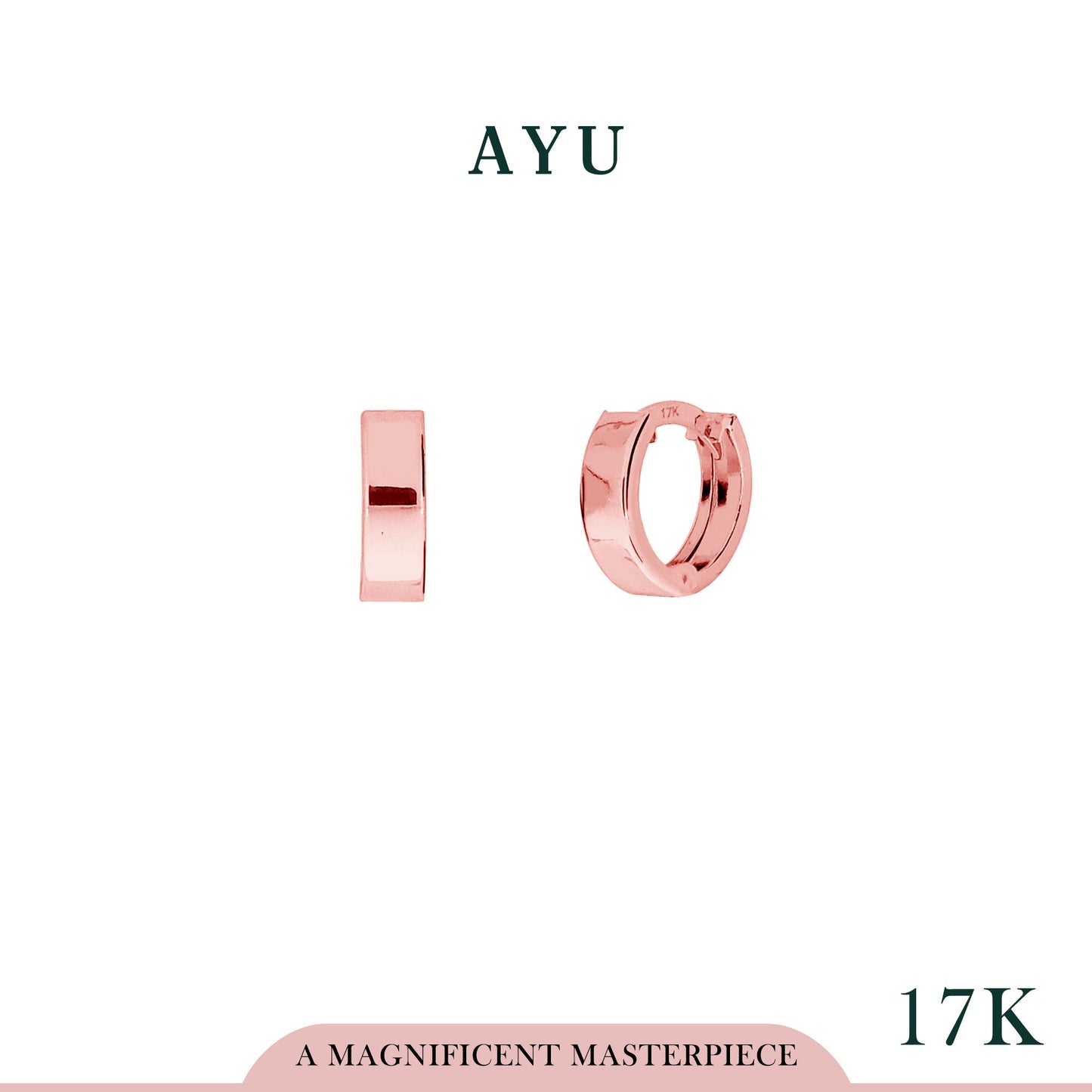 AYU Anting Emas Jepit - Gold Cut Doughnut Earrings 17k Rose Gold