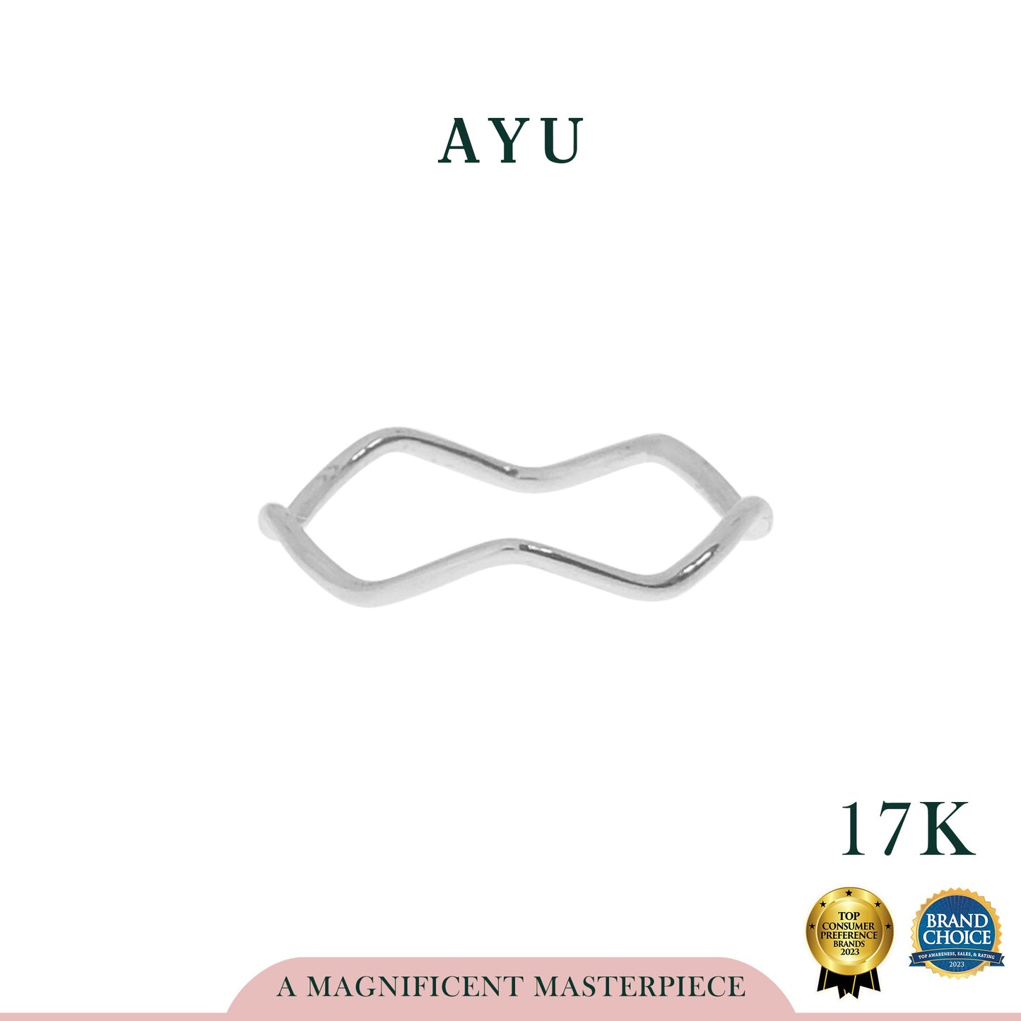 AYU Cincin Emas - Slow Wave Stack 17K White Gold
