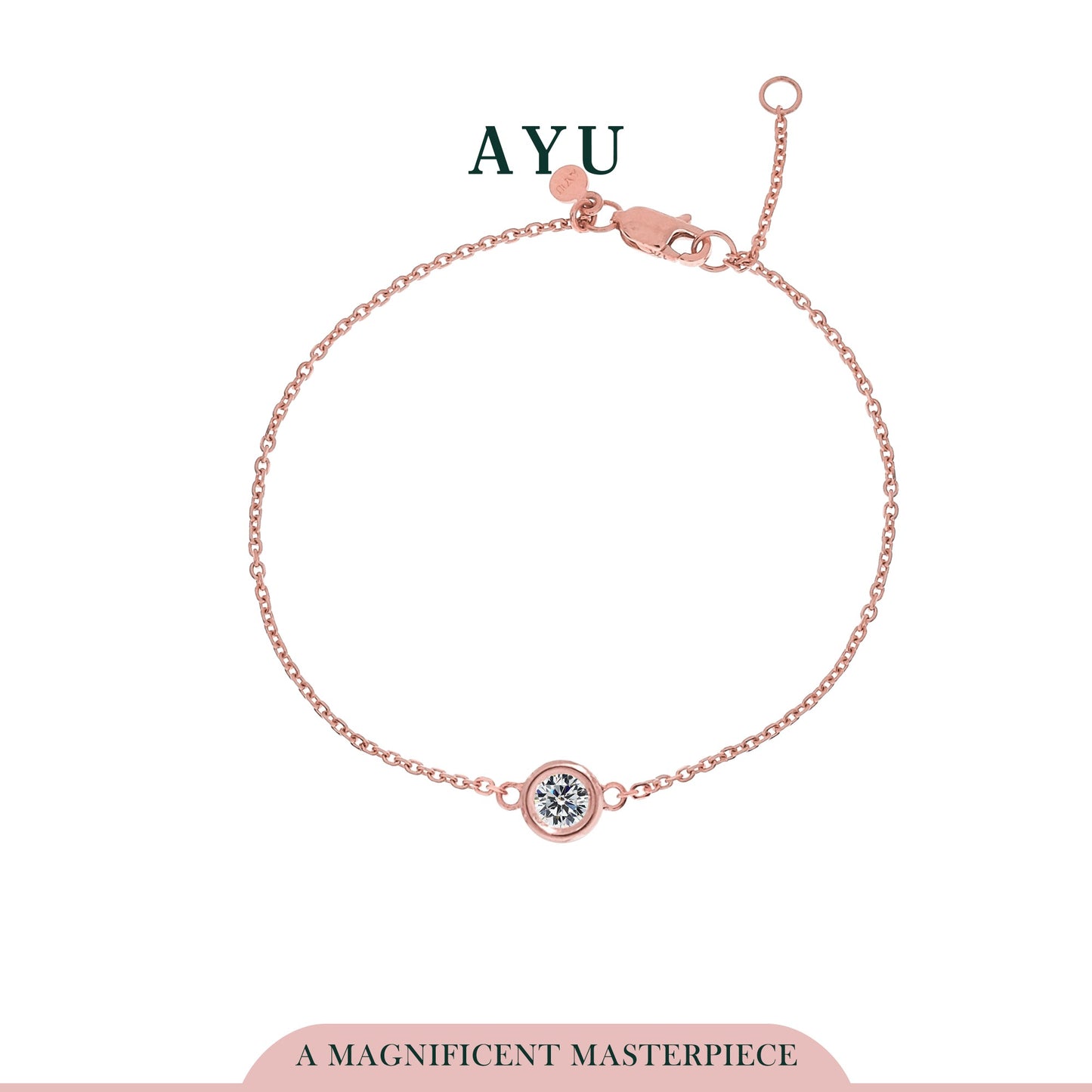 AYU Bezel Chain Bracelet 17K Rose Gold