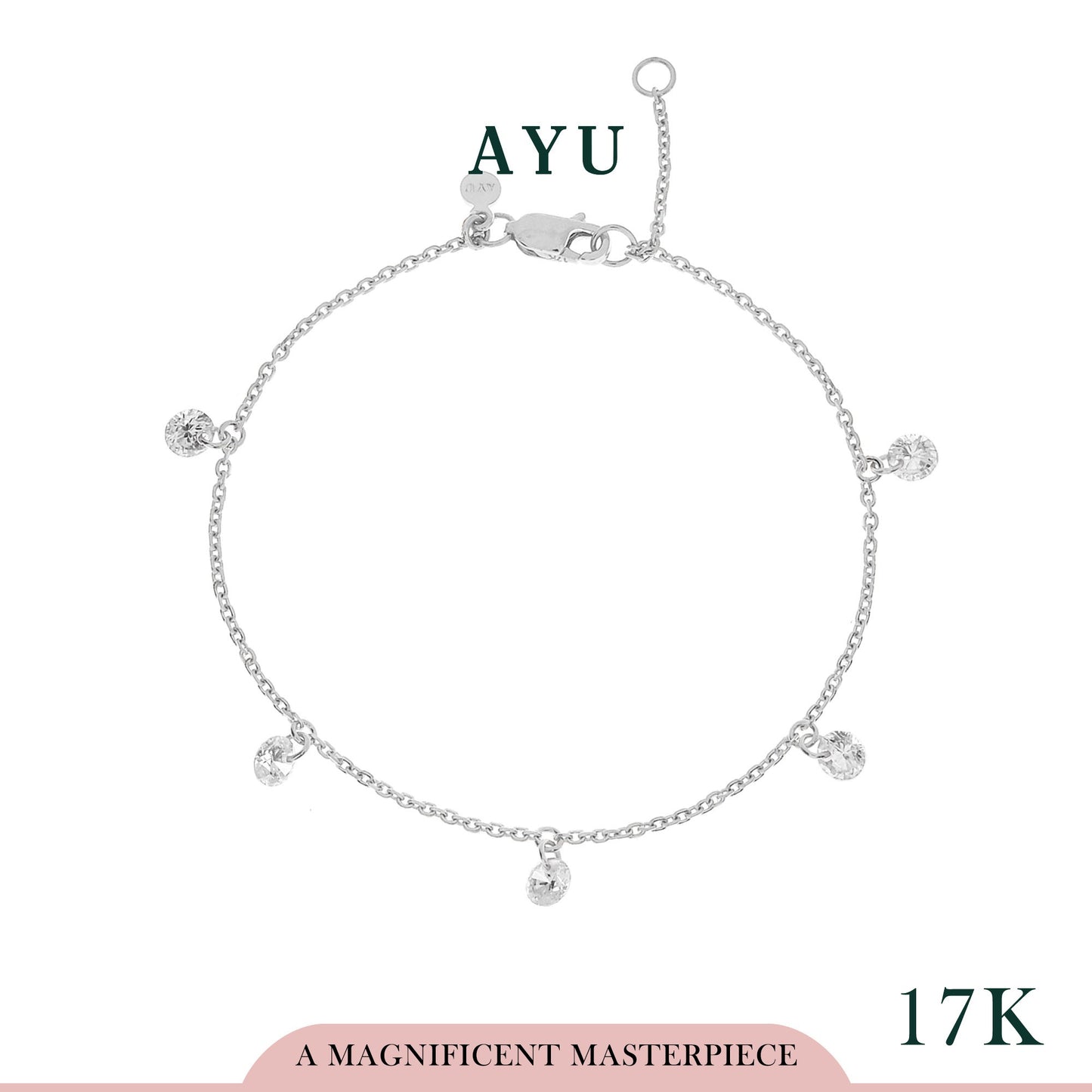 AYU Gelang Emas - 5 Candy Pop Chain Bracelet 17K White Gold