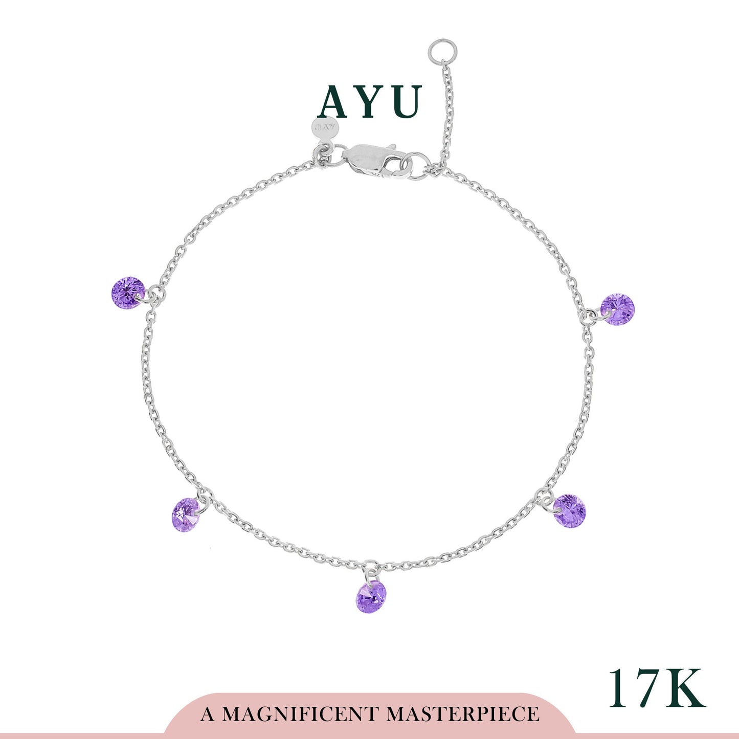 AYU Gelang Emas - 5 Candy Pop Chain Bracelet 17K White Gold