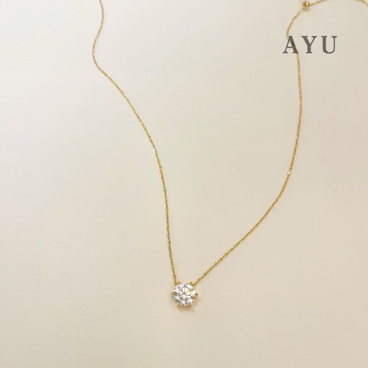 AYU Gigi Glam 6 Prong With Adjustable Chain Necklace 16k Yellow Gold