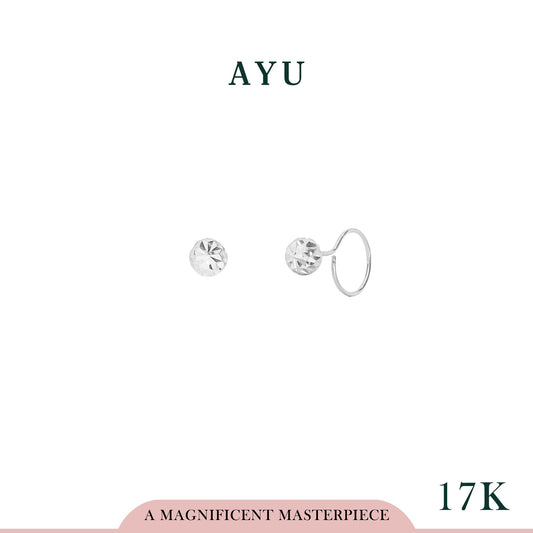 AYU Anting Emas - Mini Bling Dome Round Loop 17k White Gold