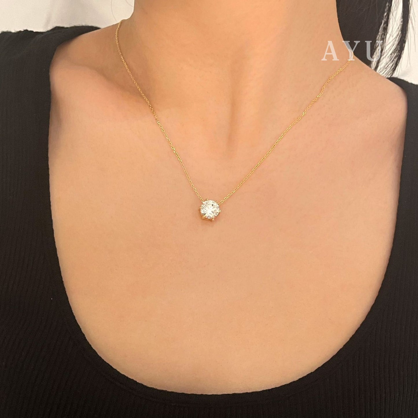 AYU Gigi Glam 6 Prong With Adjustable Chain Necklace 16k Yellow Gold