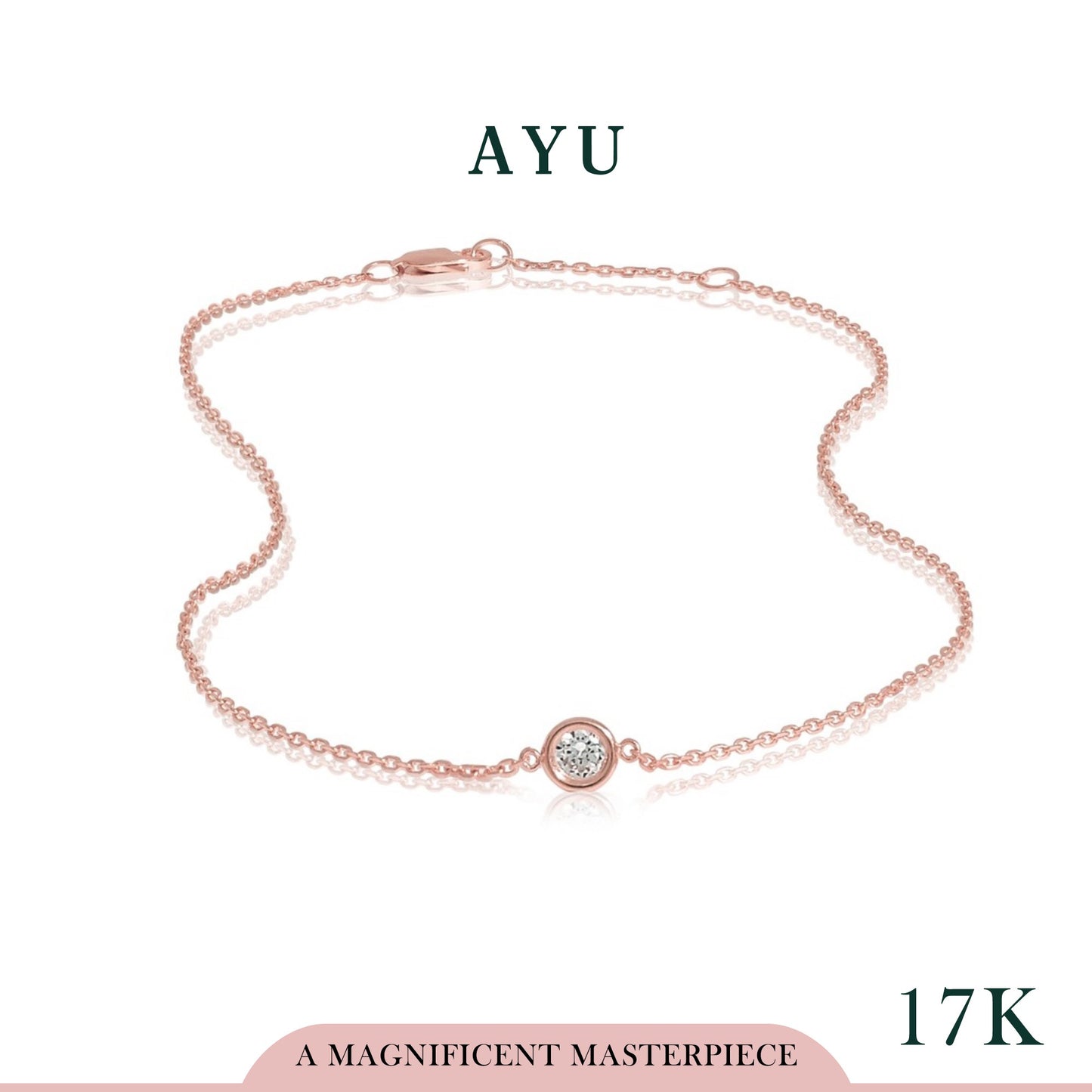 AYU Mini Bezel Chain Necklace 17K Rose Gold