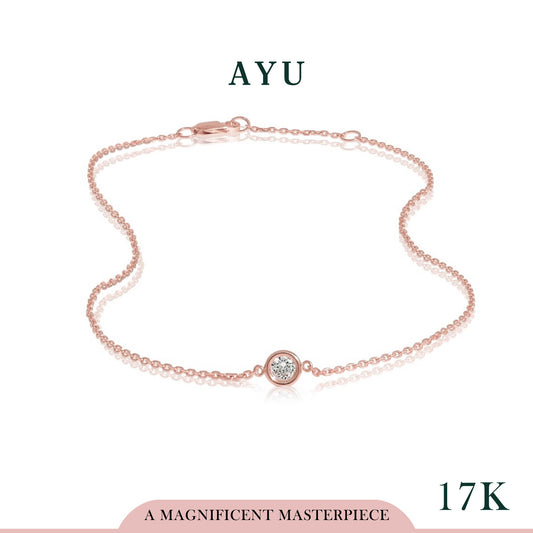 AYU Mini Bezel Chain Necklace 17K Rose Gold