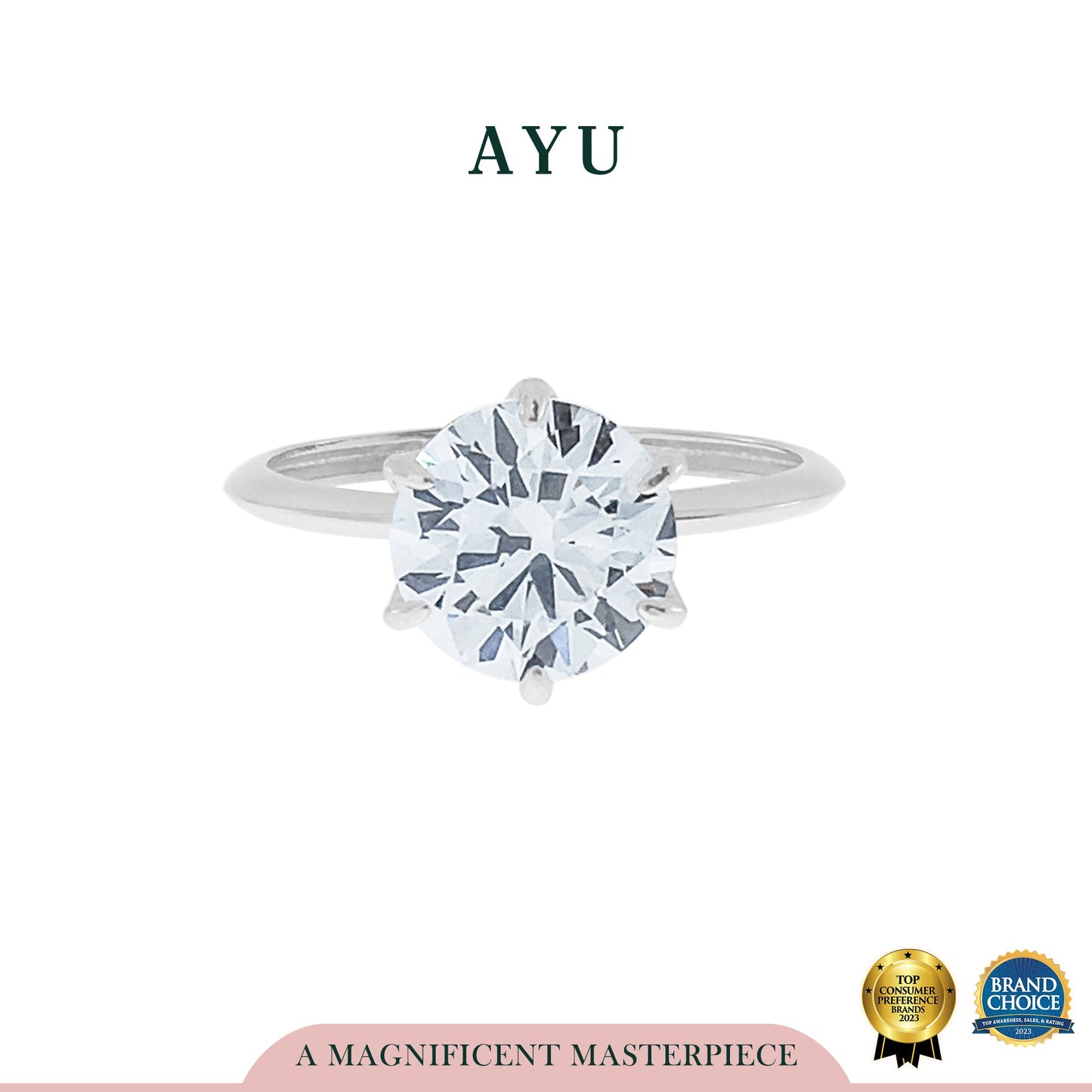 AYU Cincin Emas - Glam Gigi 6 Prong Solitaire 17K White Gold