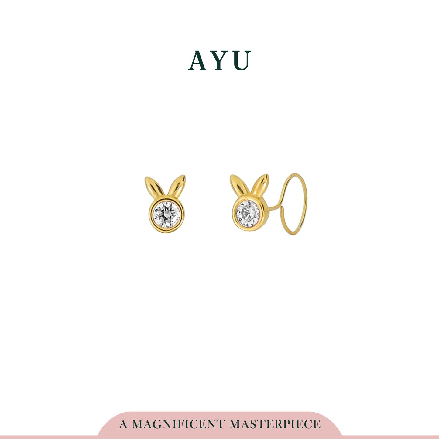 AYU Anting Emas Toge - Bunny Round Loop Earring 16K Yelllow Gold
