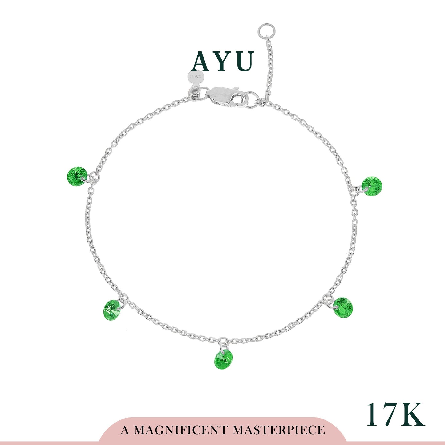 AYU Gelang Emas - 5 Candy Pop Chain Bracelet 17K White Gold