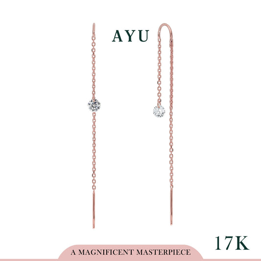 AYU Anting Emas - Candy Pop Dangle Thread Earrings 17K Rose Gold