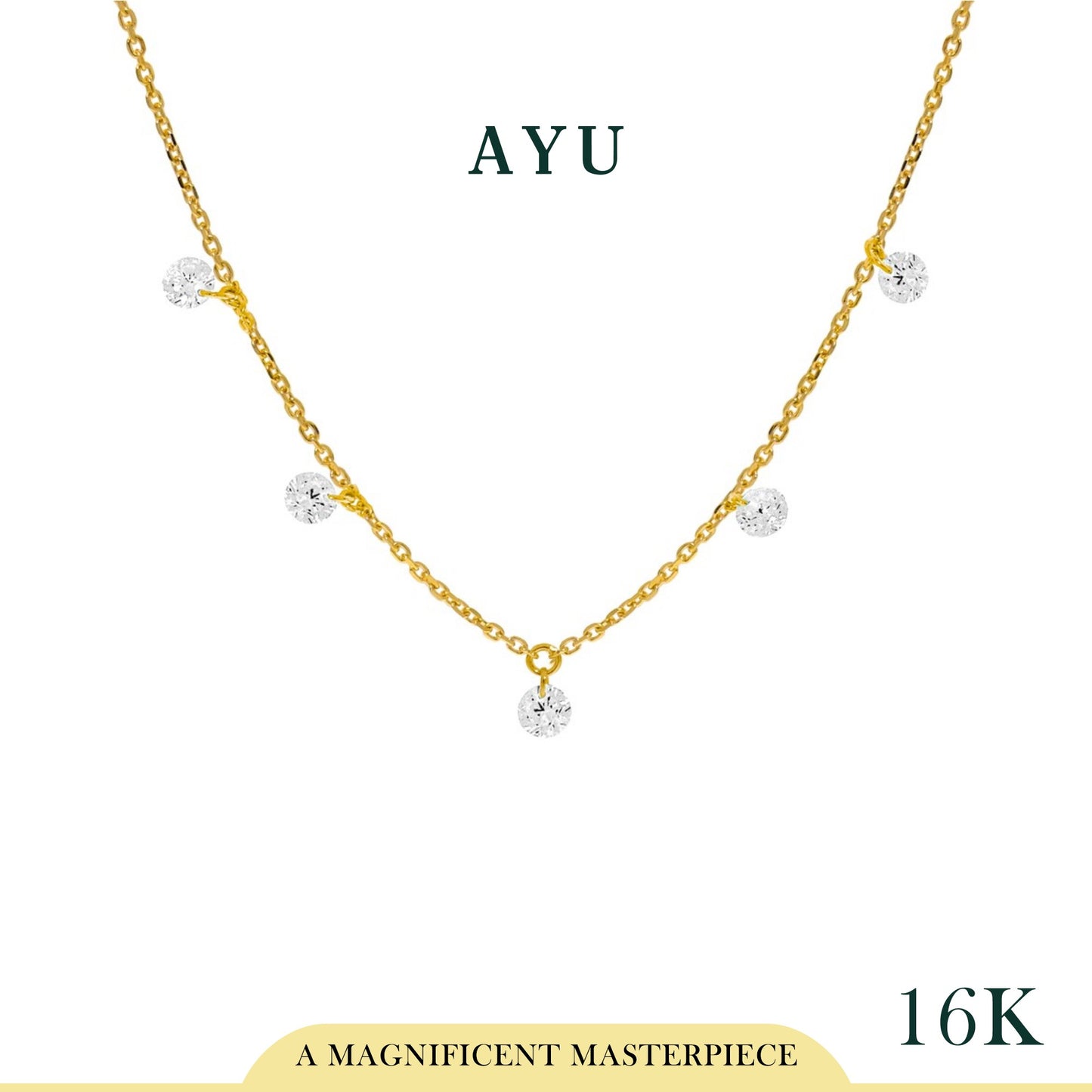 AYU 5 Candy Pop Chain Necklace 16K Yellow Gold