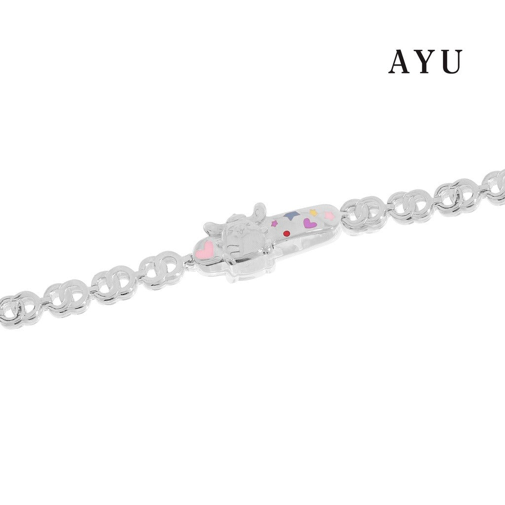 AYU Gelang Emas Anak - Sanrio Happy Pompompurin In Bar Bracelet 17K White Gold