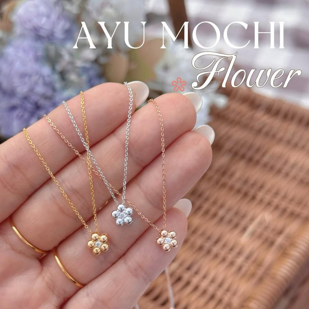 AYU Kalung Emas - Mochi Flower Chain Necklace 16k Yellow Gold