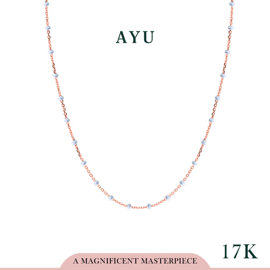 AYU Kalung Emas - Mini Pearl Chain Necklace 17K Rose Gold