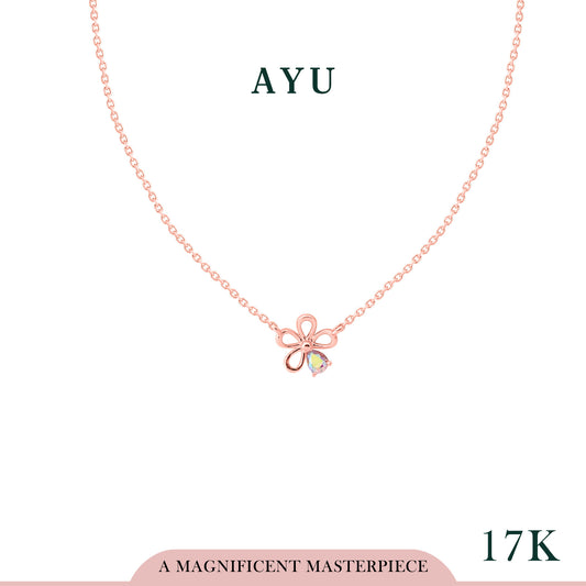 AYU Kalung Emas - Magical Sakura Chain Necklace 17k Rose Gold