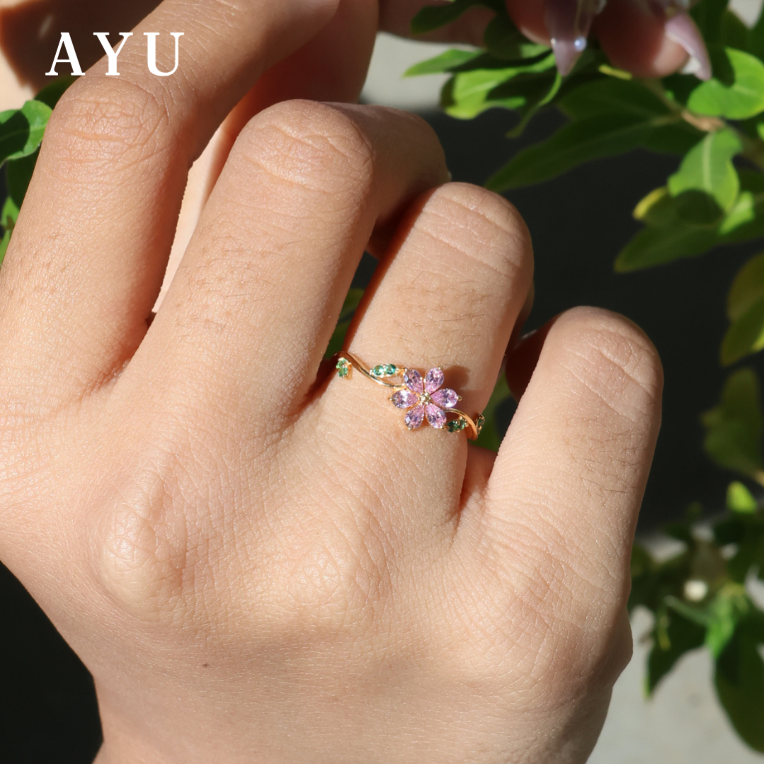 AYU Cincin Emas - Everbloom Angelvine Ring 17k Rose Gold