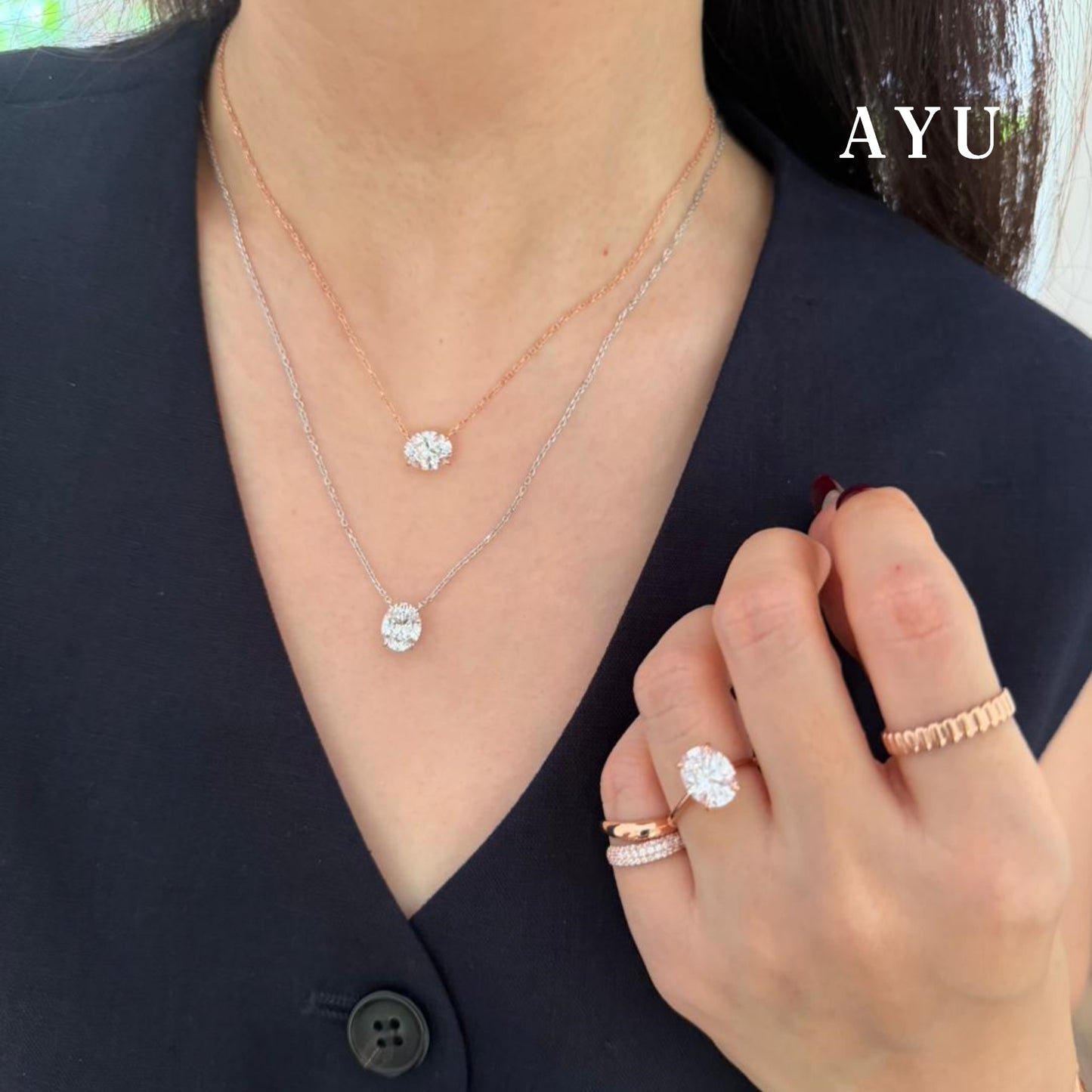 The AYU Djudju Solitaire Chain Necklace 16k Yellow Gold