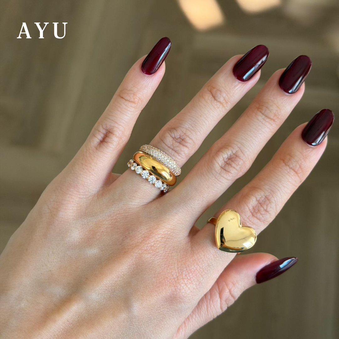 AYU Cincin Emas - Gold Chubby Heart Ring 16k Yellow Gold