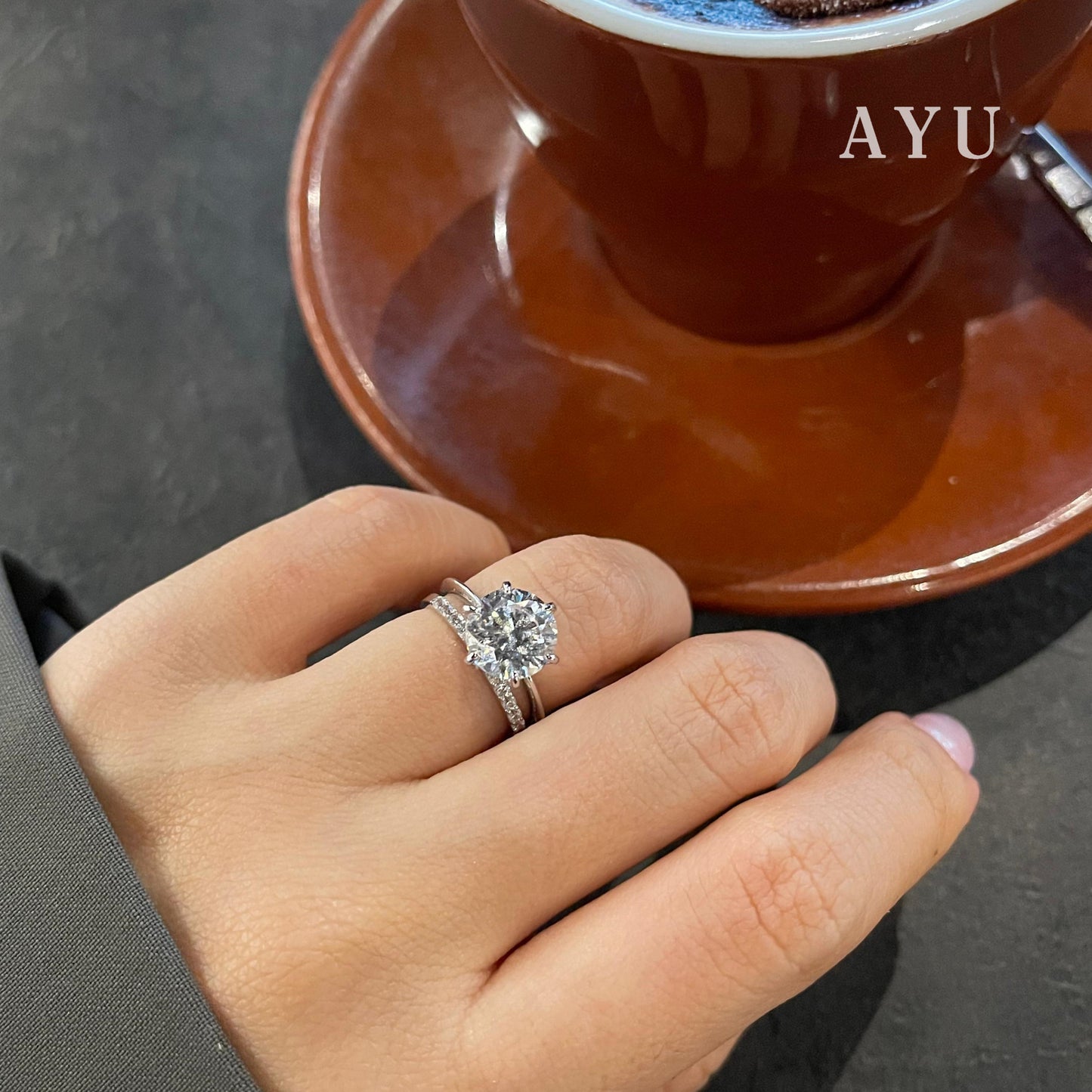 AYU Cincin Emas - Glam Gigi 6 Prong Solitaire 17K White Gold
