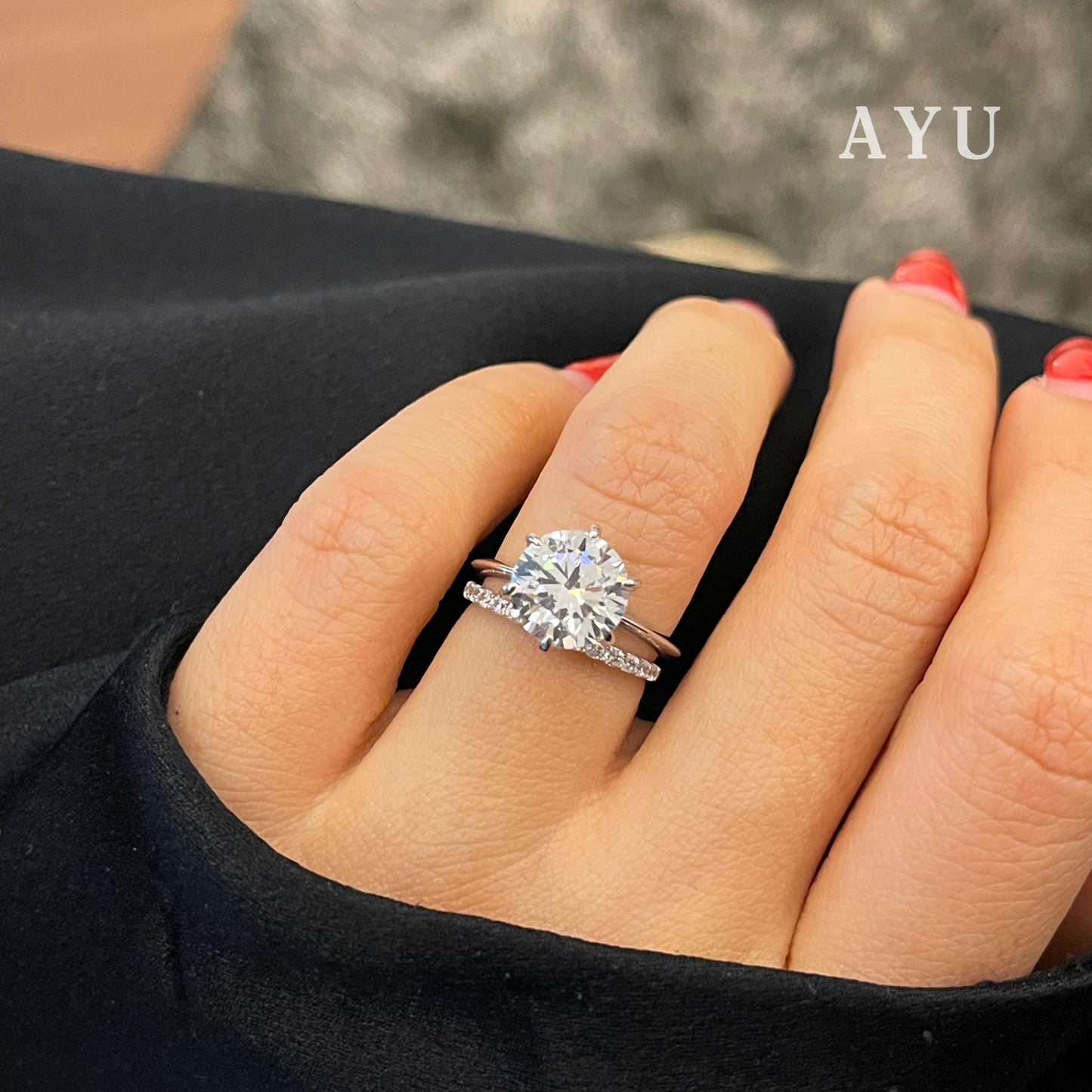 AYU Cincin Emas - Glam Gigi 6 Prong Solitaire 17K White Gold