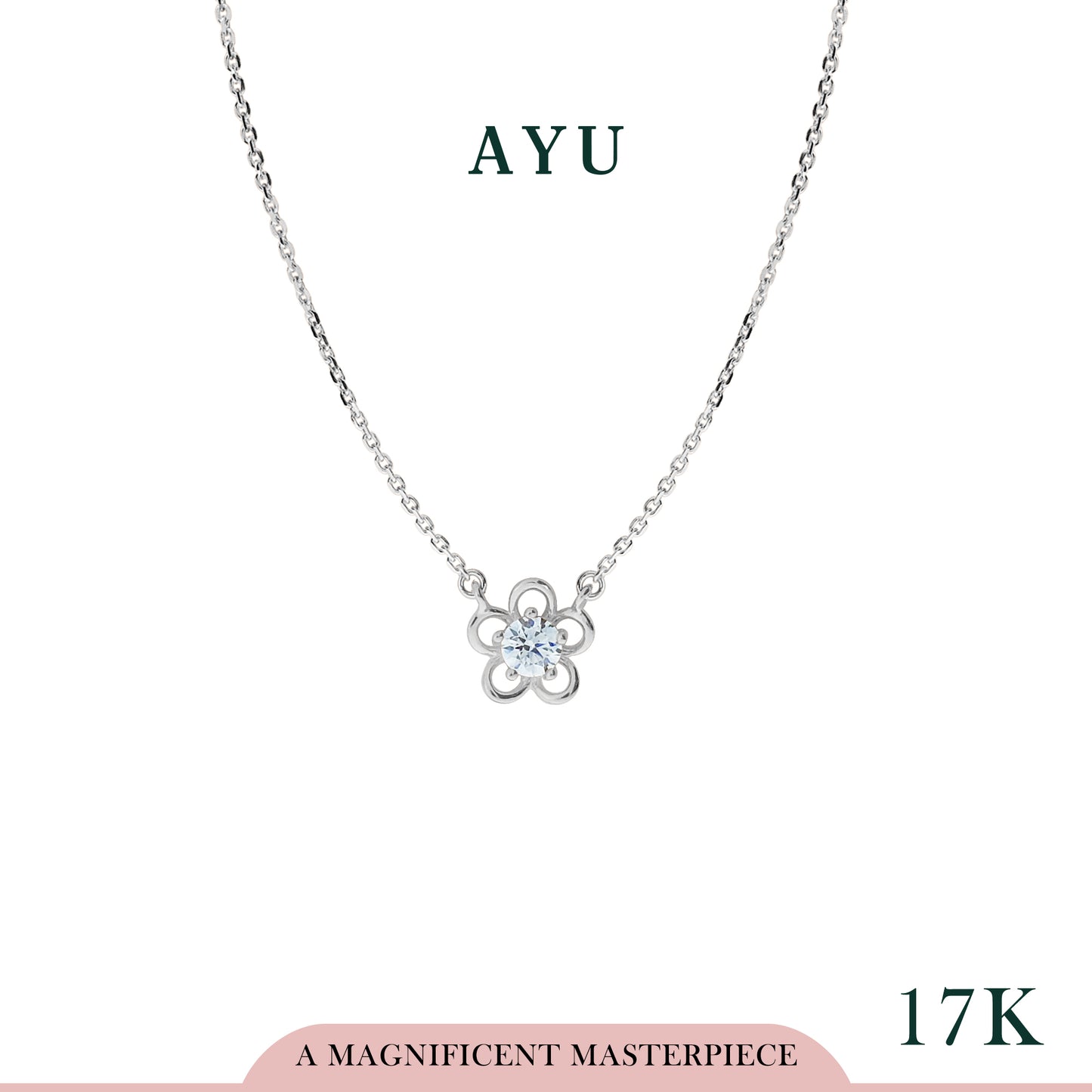 AYU Golden Daisy Necklace 17k White Gold