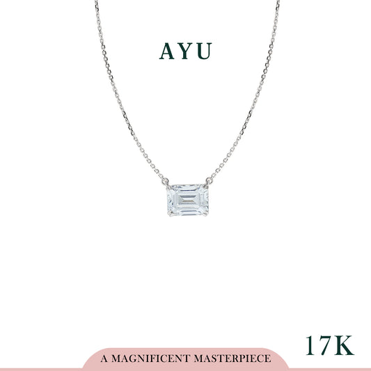 AYU Emerald Solitaire Chain Necklace 17k White Gold