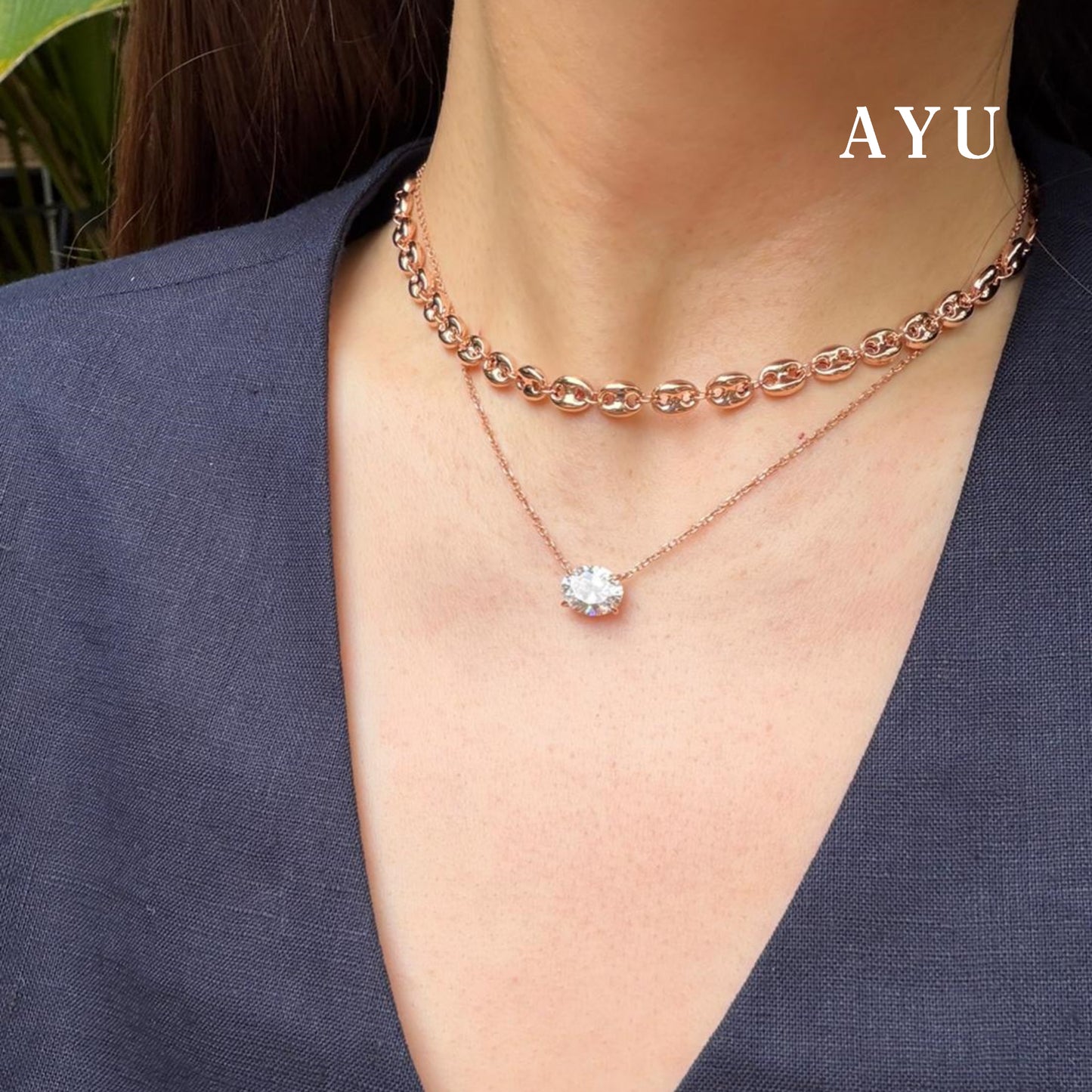 The AYU Djudju Solitaire Chain Necklace 16k Yellow Gold