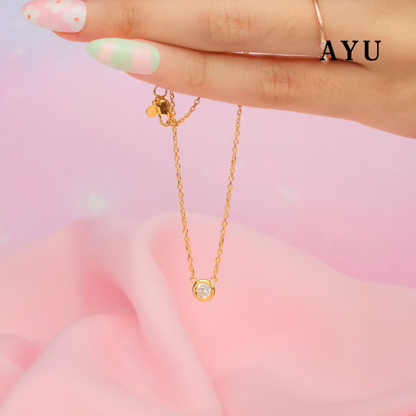 AYU Kalung Emas - Bezel Chain Necklace 16K Yellow Gold