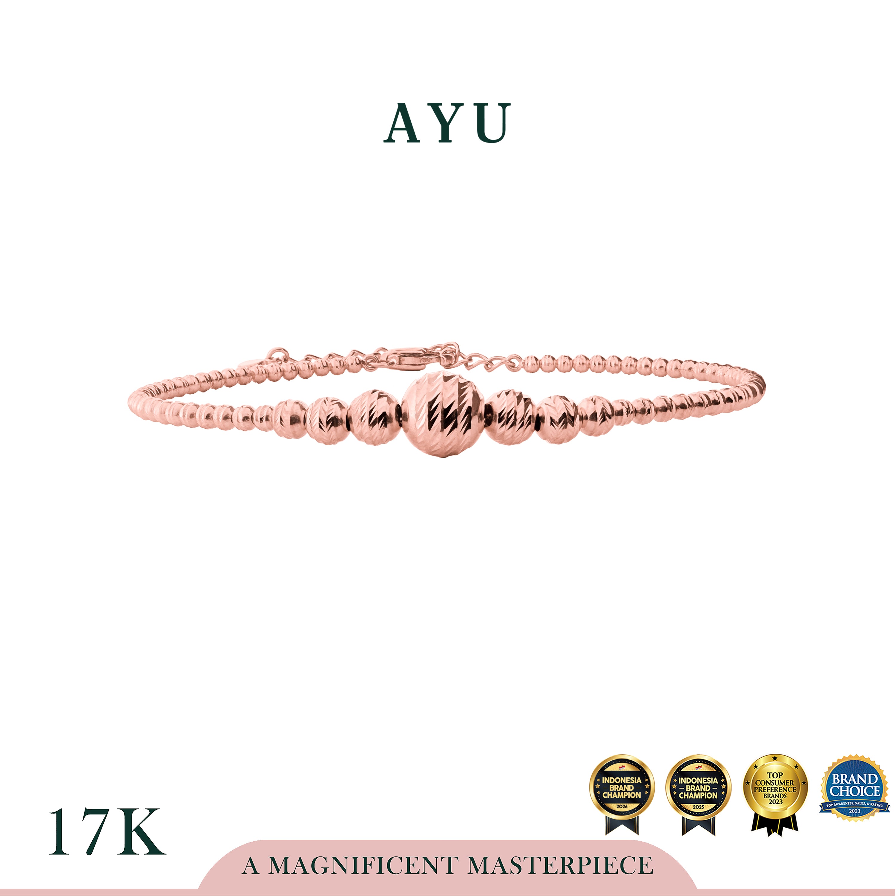 AYU Gelang Emas - Graduating Bling Pepper 3/4 Bangle 17k Rose Gold