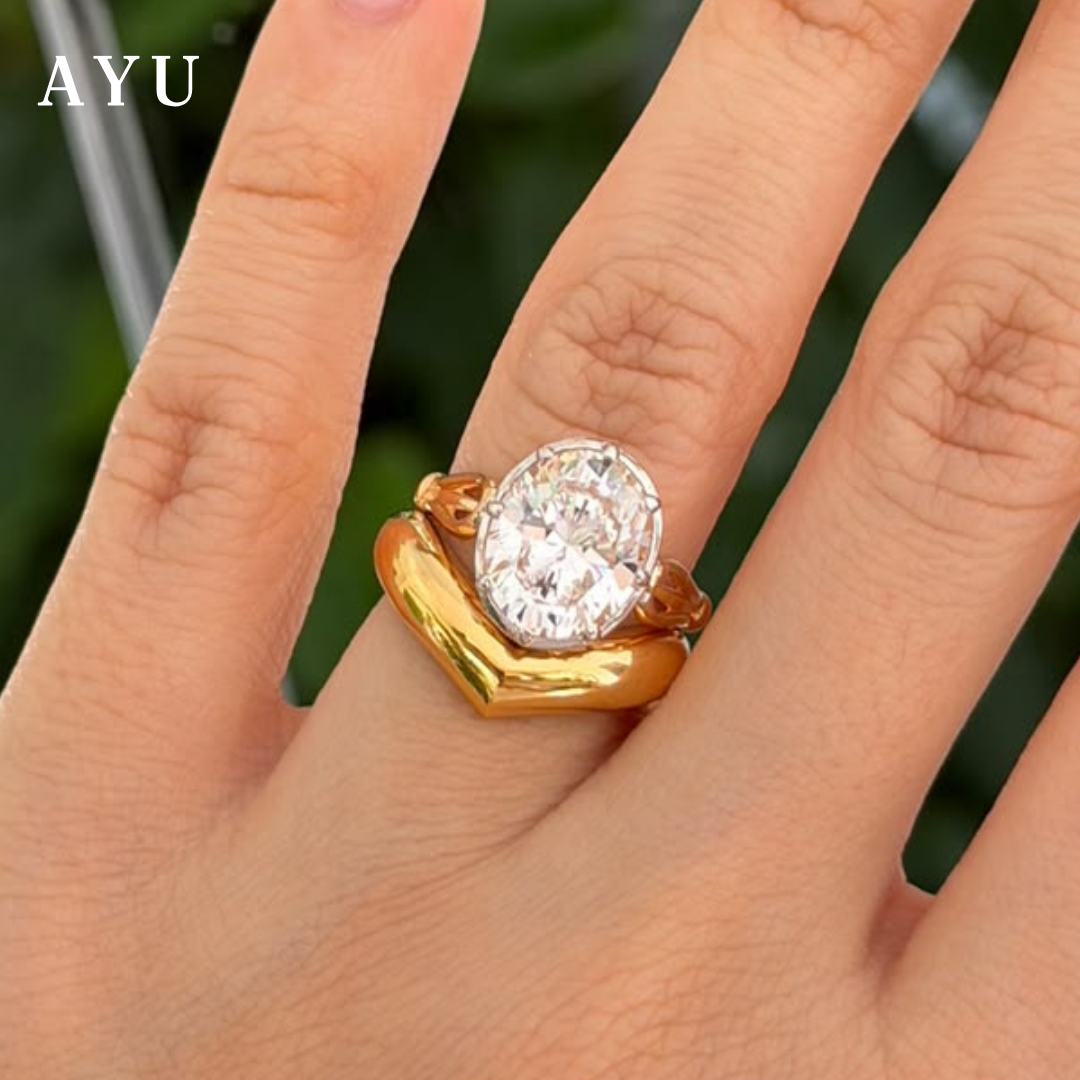 AYU Cincin Emas - Chevron Globe Ring 16k Yellow Gold
