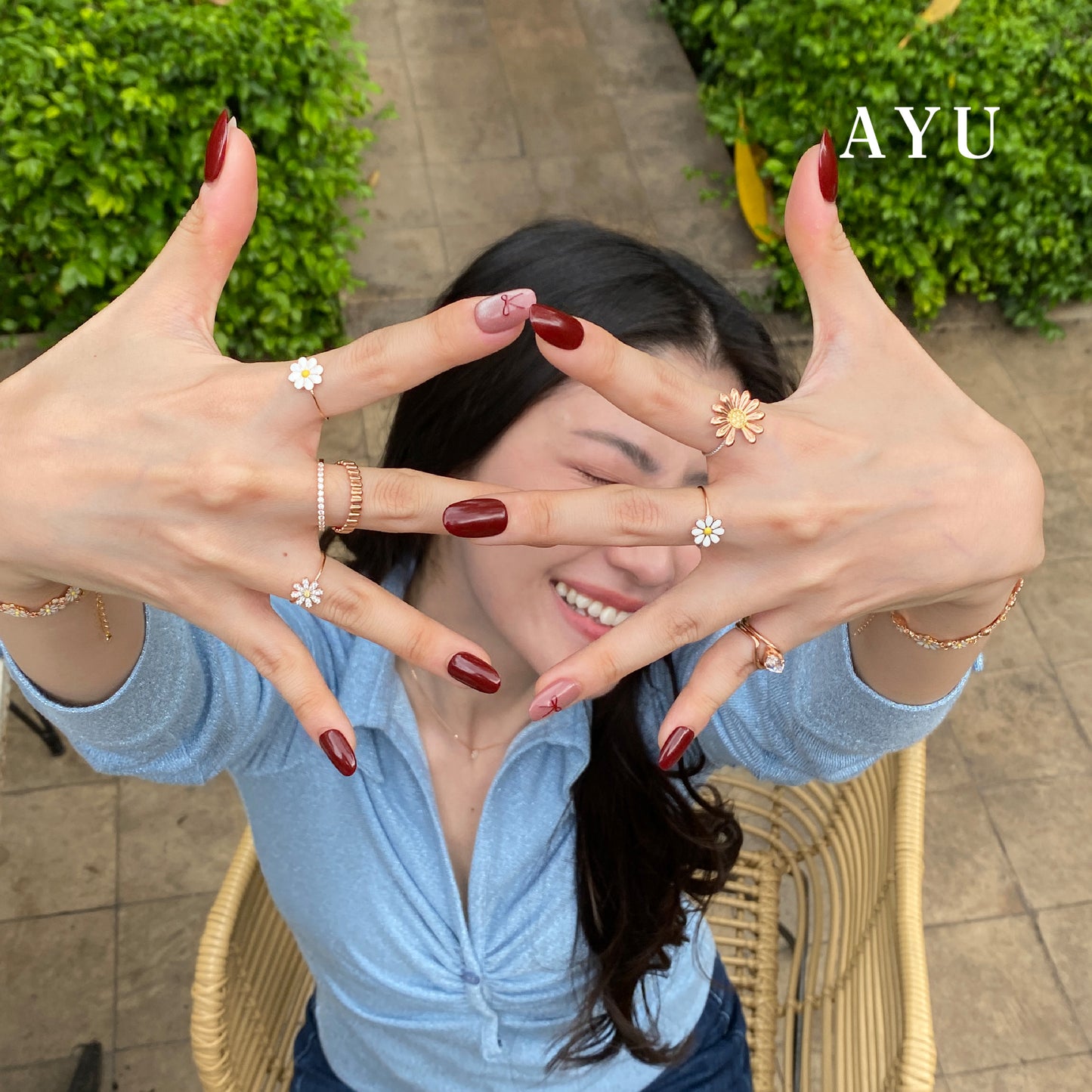AYU Cincin Emas - Daisy Darling Ring 17k White Gold