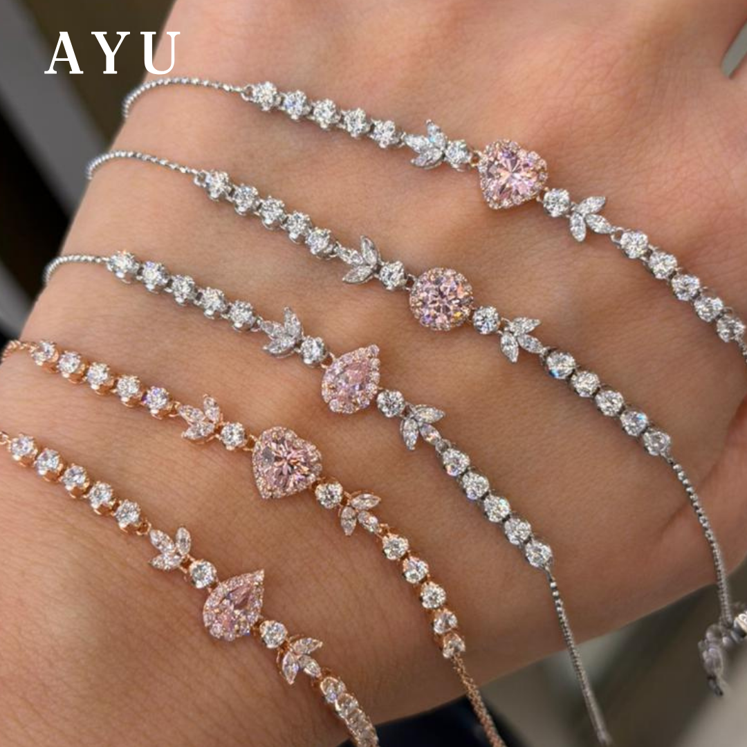 AYU Gelang Emas - Teardrop Halo Angel Vine Everbloom Chain Bracelet 17k Rose Gold