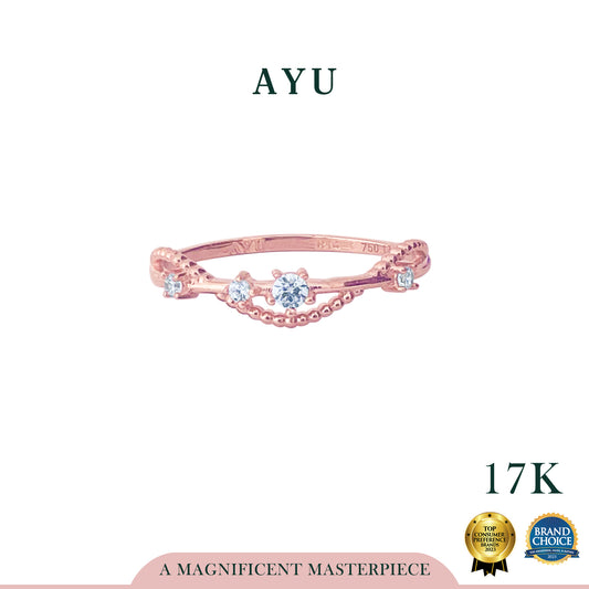 AYU Cincin Emas - Wavy Pepper Beads Multi Solitaire Ring 17k Rose Gold