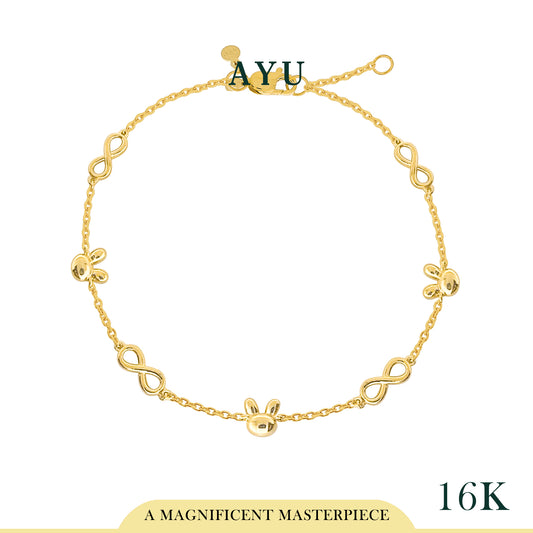 AYU Gelang Emas - Bunny Infinity Chain Bracelet 16k Yellow Gold