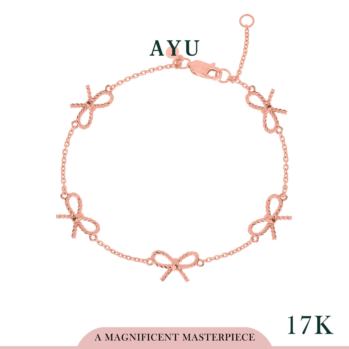 AYU Gelang Emas - 5 Twist Ribbon Bracelet 17k Rose Gold