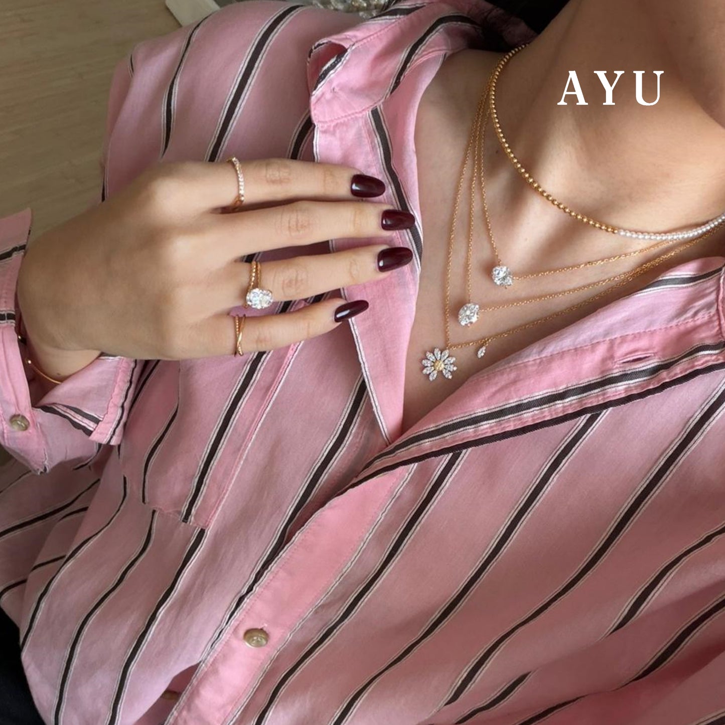 The AYU Djudju Solitaire Chain Necklace 16k Yellow Gold