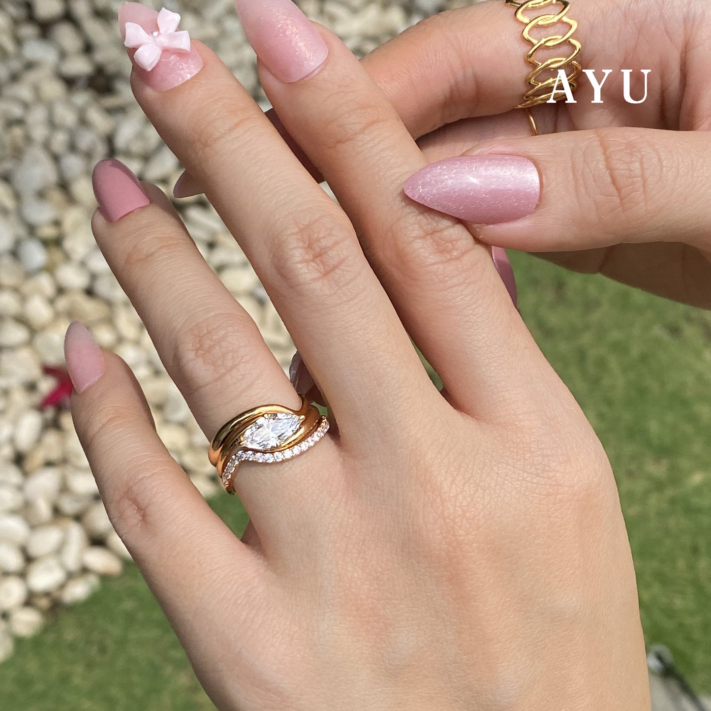 AYU Cincin Emas - Flowy Selly Ring 16k Yellow Gold