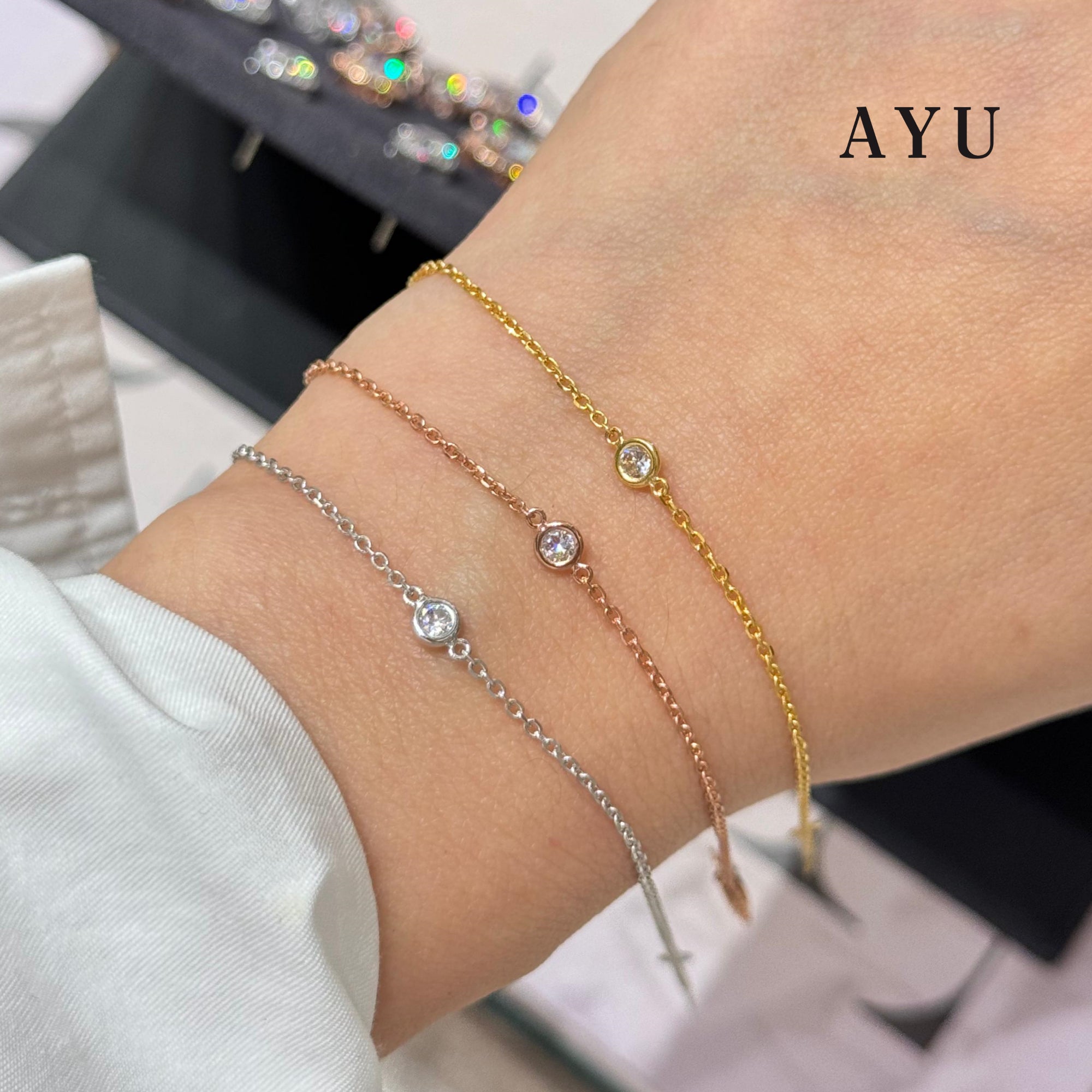 AYU Gelang Emas - Mini Bezel Chain Bracelet 16K Yellow Gold