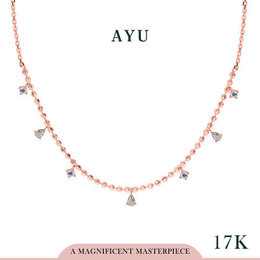 AYU Kalung Emas - Magical Teardrop On Pepper Chain Necklace 17k Rose Gold